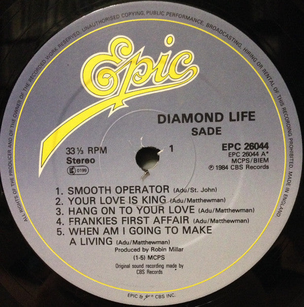 Sade : Diamond Life (LP, Album, Gat)