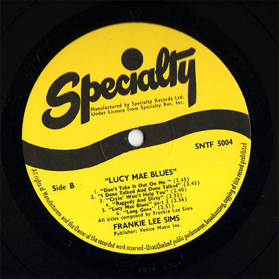 Frankie Lee Sims : Lucy Mae Blues (LP, Album, RE)