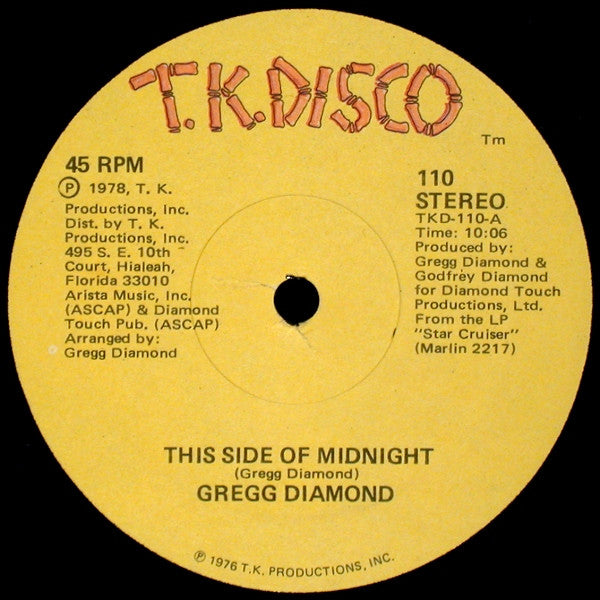 Gregg Diamond : This Side Of Midnight / Star Cruiser (12")