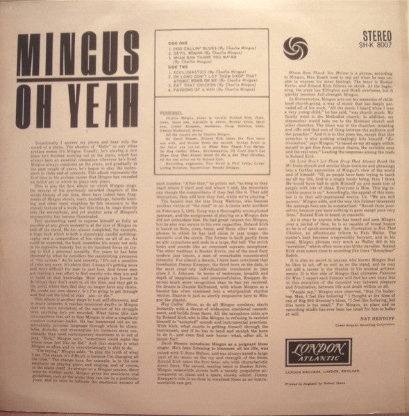 Charles Mingus : Oh Yeah (LP, Album, dee)