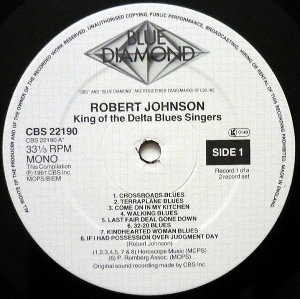 Robert Johnson : King Of The Delta Blues Singers Volumes 1 & 2 (2xLP, Comp, Mono)