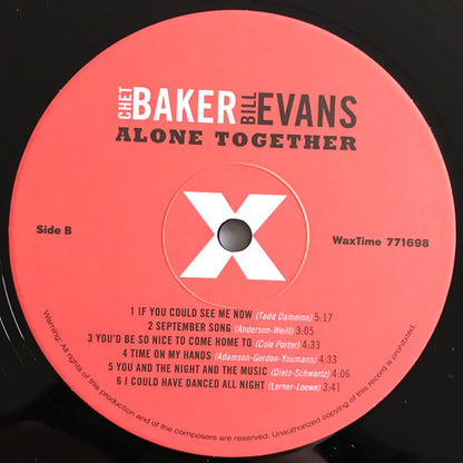 Chet Baker, Bill Evans : Alone Together (LP, Album, Ltd, RE, RM, 180)