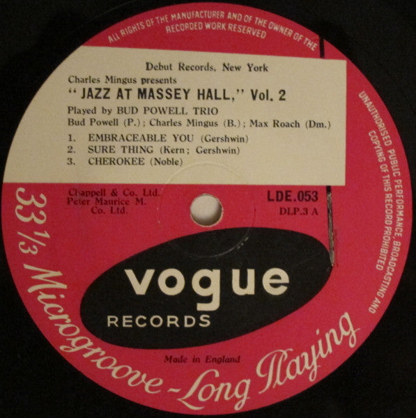 The Bud Powell Trio : Jazz At Massey Hall Vol. 2 (10")