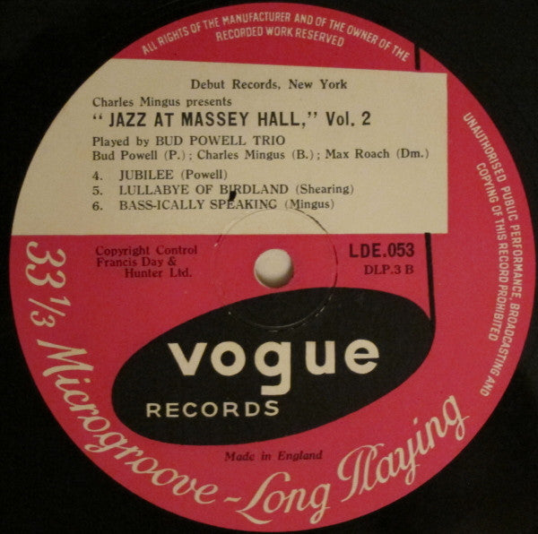 The Bud Powell Trio : Jazz At Massey Hall Vol. 2 (10")