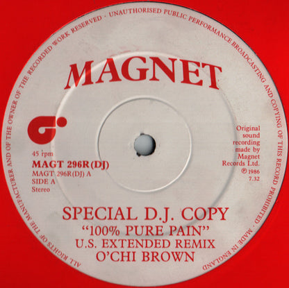 O'Chi Brown : 100% Pure Pain (U.S. Extended Remix) (12", Promo)