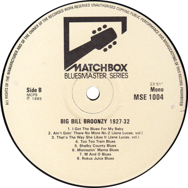 Big Bill Broonzy : Big Bill Broonzy 1927-32: Mostly New To LP (LP, Comp, Mono, RM)