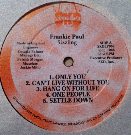 Frankie Paul : Sizzling (LP, Album)