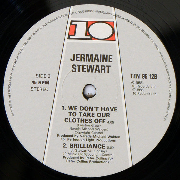 Jermaine Stewart : We Don't Have To Take Our Clothes Off (12")