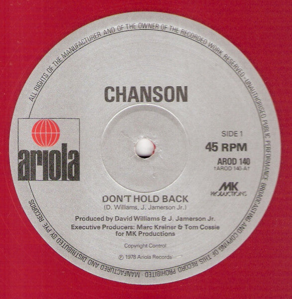 Chanson : Don't Hold Back (12", Ltd, Red)