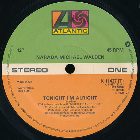 Narada Michael Walden : Tonight I'm Alright (12", Single)