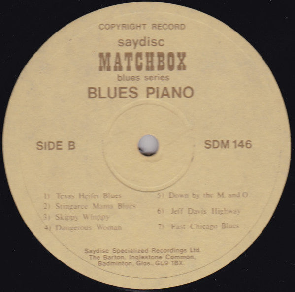 Various : Matchbox Blues Series - Blues Piano - The Various Roles Of The Piano In Early Blues (LP, Comp, Mono)