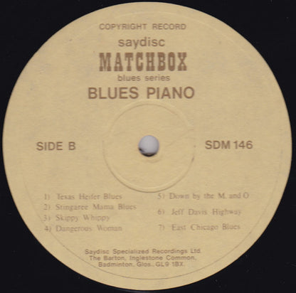 Various : Matchbox Blues Series - Blues Piano - The Various Roles Of The Piano In Early Blues (LP, Comp, Mono)