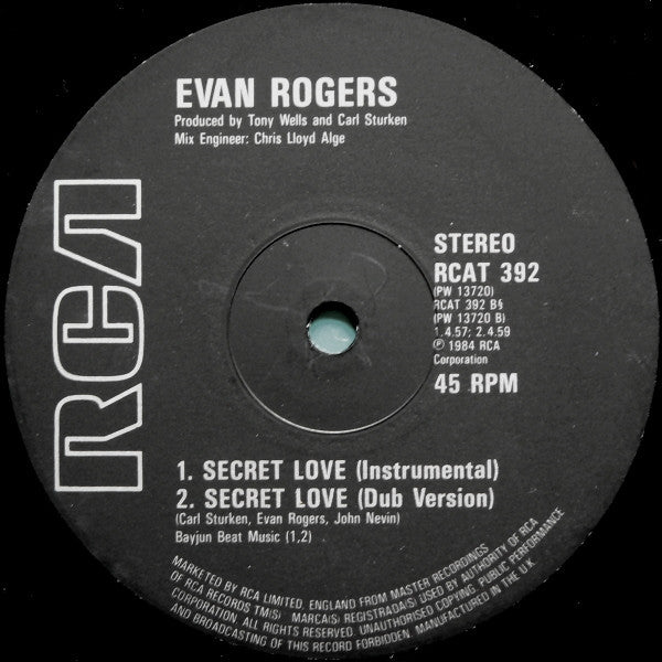 Evan Rogers : Secret Love (12", Single)