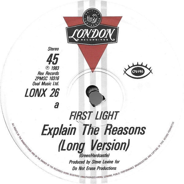 First Light (3) : Explain The Reasons (18 Minutes Of First Light) (12", Single)