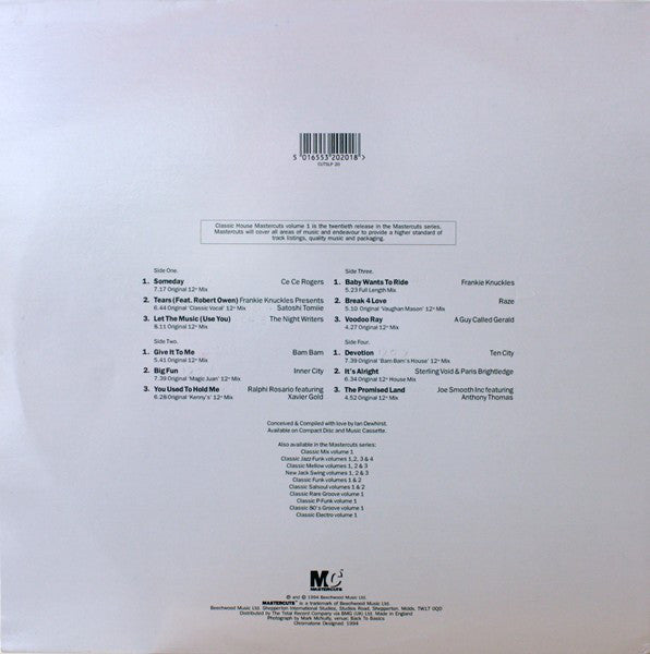 Various : Classic House Mastercuts Volume 1 (2xLP, Comp)