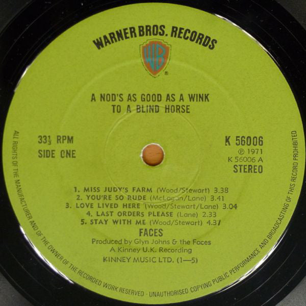 Faces (3) : A Nod's As Good As A Wink...To A Blind Horse (LP, Album)