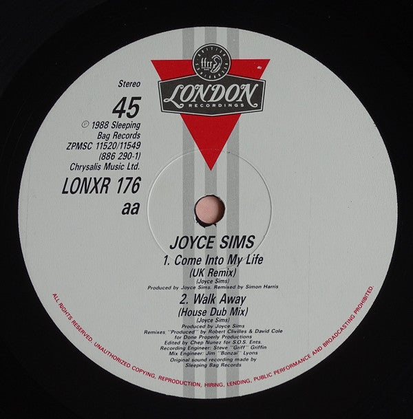 Joyce Sims : Walk Away / Come Into My Life (UK Remix) (12", Single)