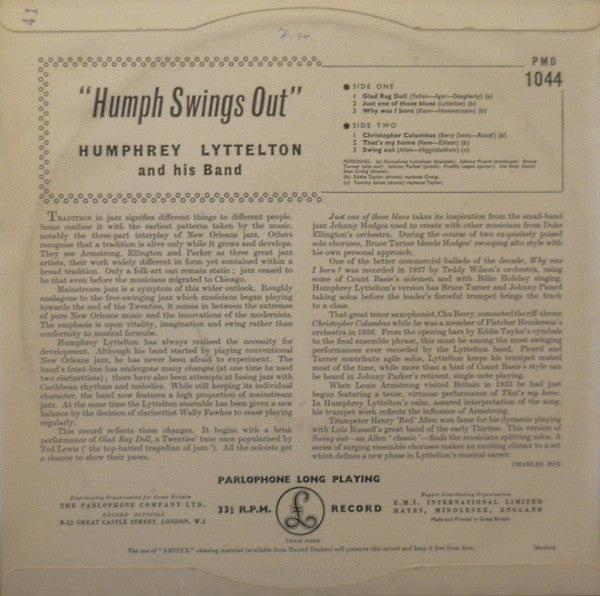 Humphrey Lyttelton And His Band : Humph Swings Out (10", Mono)