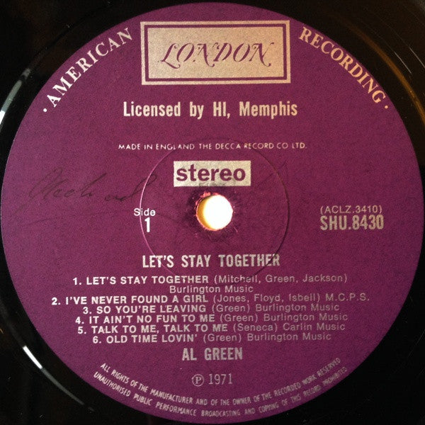 Al Green : Let's Stay Together (LP, Album)