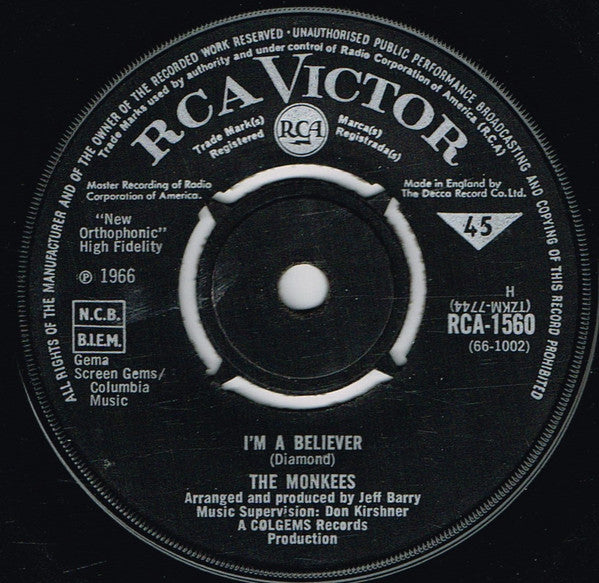 The Monkees : I'm A Believer (7", Single)