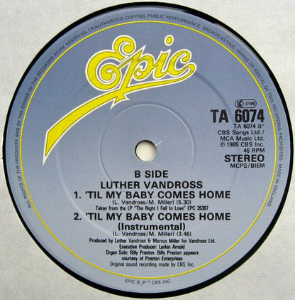 Luther Vandross : 'Til My Baby Comes Home (12")