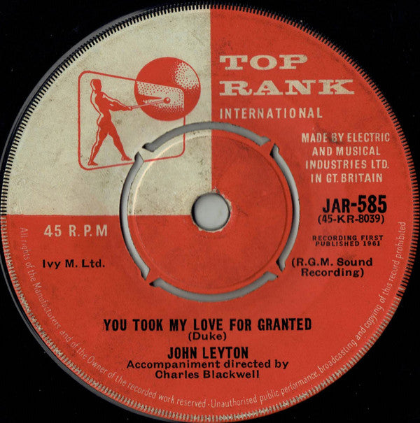 John Leyton : Wild Wind / You Took My Love For Granted (7", Single)