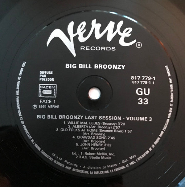 Big Bill Broonzy : The Bill Broonzy Story Volume 3 (LP, Album, Mono, RE)