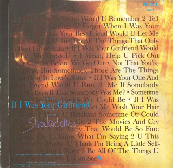 Prince : If I Was Your Girlfriend (12", Single)