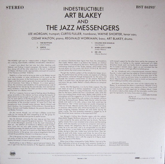 Art Blakey & The Jazz Messengers : Indestructible (LP, Album, RE, RM, DMM)