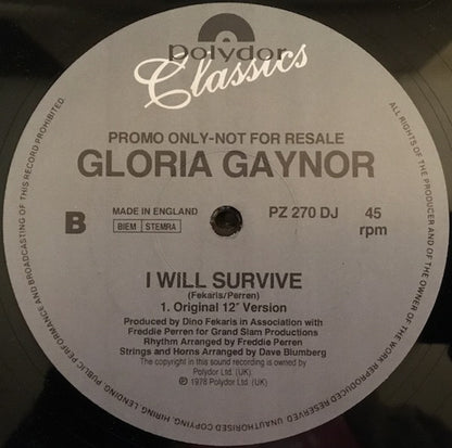 Gloria Gaynor : I Will Survive (Phil Kelsey Remix)  (12", Single, Promo)