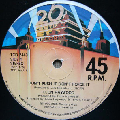 Leon Haywood : Don't Push It Don't Force It (12", Single)