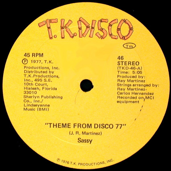 Sassy : Theme From Disco 77 (12")