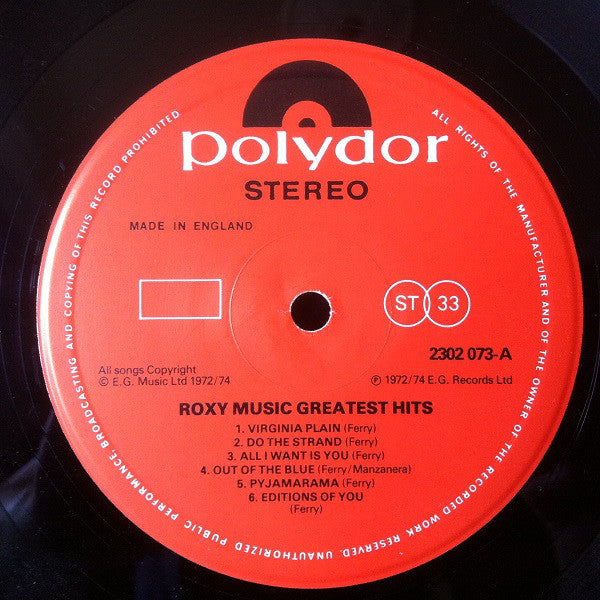 Roxy Music : Greatest Hits (LP, Comp, Red)