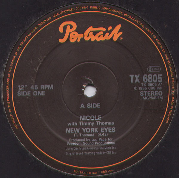 Nicole J McCloud With Timmy Thomas / Nicole J McCloud : New York Eyes / Ordinary Girl (12")