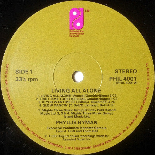 Phyllis Hyman : Living All Alone (LP, Album)