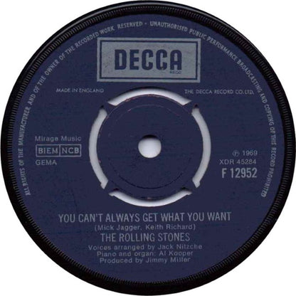 The Rolling Stones : Honky Tonk Women / You Can't Always Get What You Want (7", Single)