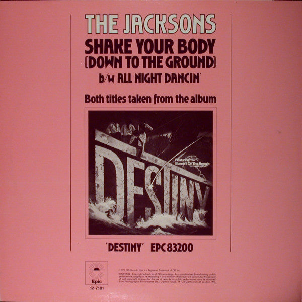 The Jacksons : Shake Your Body (Down To The Ground) (Special Disco Remix) (12", Single, Ltd)