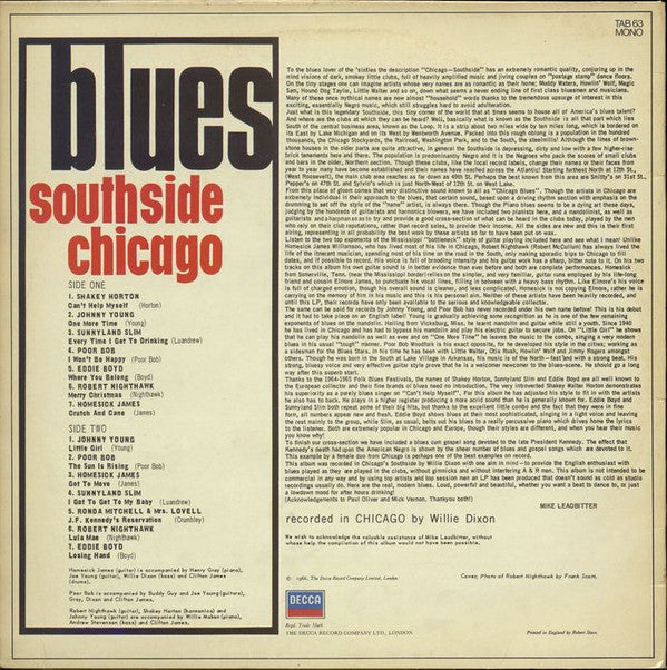 Various : Blues Southside Chicago (LP, Mono, RE)