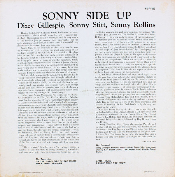 Dizzy Gillespie / Sonny Stitt / Sonny Rollins : Sonny Side Up (LP, Album, Mono)