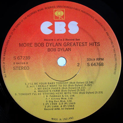 Bob Dylan : More Bob Dylan Greatest Hits (2xLP, Comp, Gat)