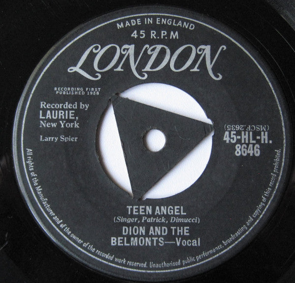 Dion And The Belmonts* : Teen Angel / I Wonder Why (7", Single)