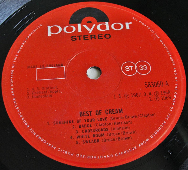 Cream (2) : Best Of Cream (LP, Comp, Lam)