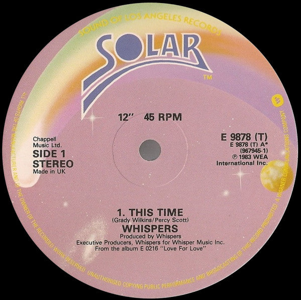 The Whispers : This Time (12", Single)