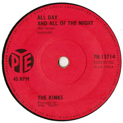 The Kinks : All Day And All Of The Night (7", Single, Sol)