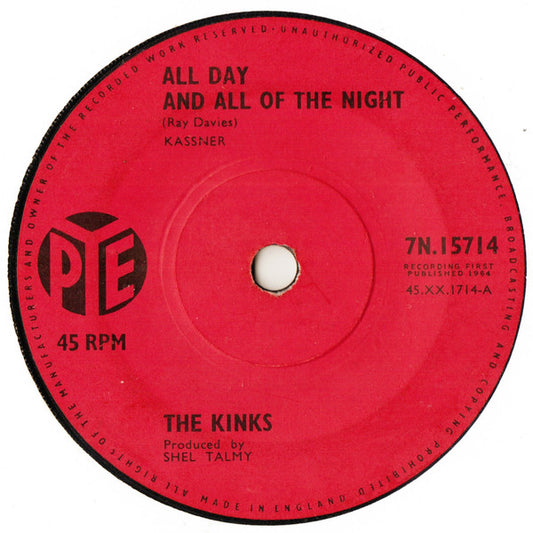 The Kinks : All Day And All Of The Night (7", Single, Sol)