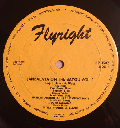 Various : Jambalaya On The Bayou Vol. 1 - Cajun Dance & Blues (LP, Comp, Mono)