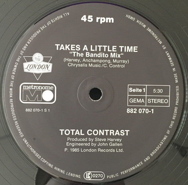 Total Contrast : Takes A Little Time (The Bandito Mix) (12", Maxi)