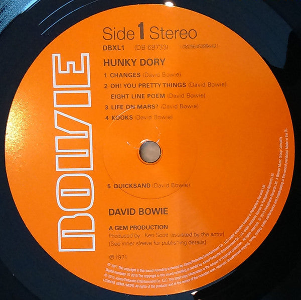 David Bowie : Hunky Dory (LP, Album, RE, RM, 180)