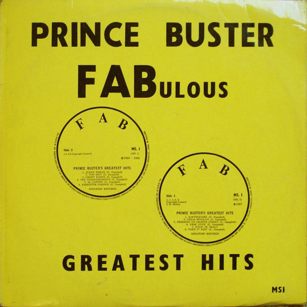 Prince Buster : Fabulous Greatest Hits (LP, Comp, RE)