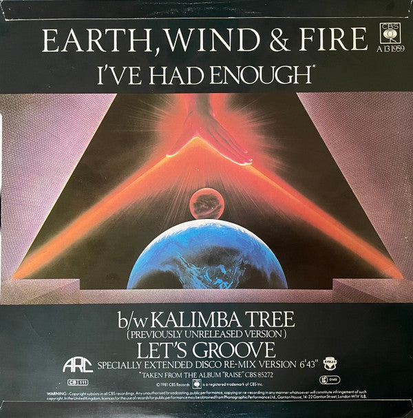 Earth, Wind & Fire : I've Had Enough (12", Pap)